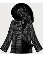 Černá prošívaná dámská bunda s kapucí model 21246815 - S'WEST Černá prošívaná dámská bunda s kapucí model 21246815 - S'WEST