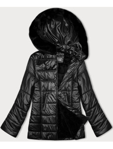 Černá prošívaná dámská bunda s kapucí S'west (B8183-1)