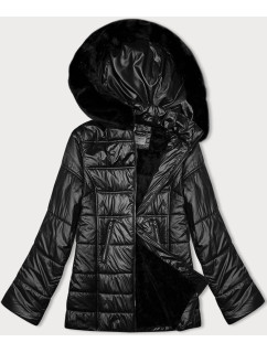 Černá prošívaná dámská bunda s kapucí S'west (B8183-1)