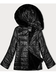 Černá prošívaná dámská bunda s kapucí model 21246815 - S'WEST