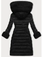 Černý dámský péřový kabát se zapínáním na knoflíky model 21248466 - J.STYLE