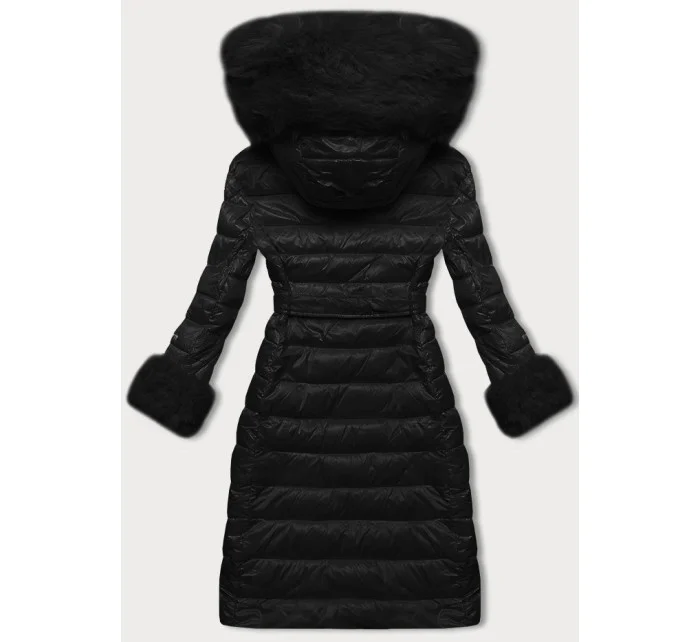 Černý dámský péřový kabát se zapínáním na knoflíky model 21248466 - J.STYLE