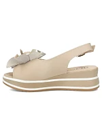 Dámské kožené sandály na platformě béžové Filippo DS7045/26