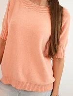 Dámský svetr z viskózy s krátkým rukávem tmavě meruňkový