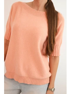 Dámský svetr z viskózy s krátkým rukávem tmavě model 21407127 - K-Fashion