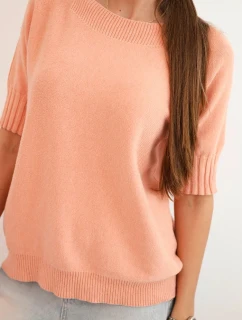 Dámský svetr z viskózy s krátkým rukávem tmavě meruňkový