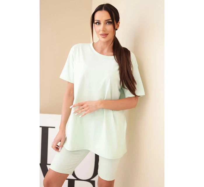 Dámský bavlněný komplet s krátkým rukávem a šortkami žlutý