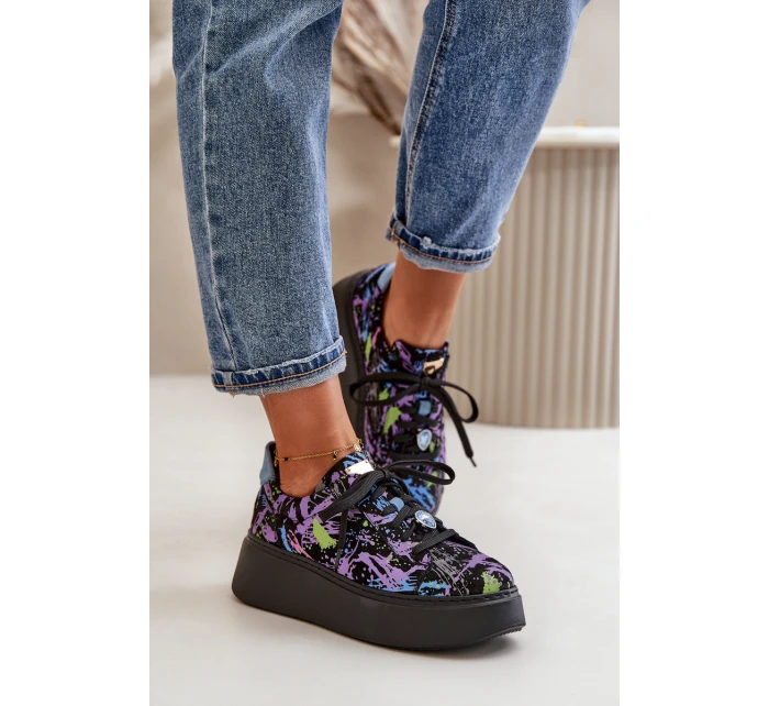 Kožené Sportovní Boty Na Platformě Fialové model 21670482 - Maciejka Kožené Sportovní Boty Na Platformě Fialové model 21670482 - Maciejka