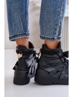 Kožené Dámské Sneakersy Na Masivní Platformě model 21673898 Černé - CheBello