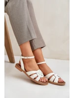Kožené Dámské Sandály Na Plochém Podpatku Zazoo model 21682231 Ecru - Boto