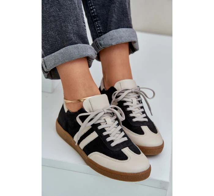 model 21684270 Kožené Nízké Tenisky Dámské Černé - Zazoo model 21684270 Kožené Nízké Tenisky Dámské Černé - Zazoo