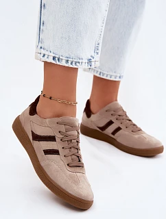 Kožené Semišové Dámské Tenisky Zazoo N1176S2 Tmavě Béžové