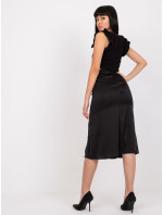 Černá midi tužková sukně s rozparkem RUE PARIS