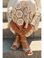 Dámské sandály na vysokém podpatku vyrobené z eko kůže, zlatá Lyana Dámské sandály na vysokém podpatku vyrobené z eko kůže, zlatá Lyana