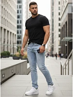 Pánské džíny slim fit střihu s odřením světle modré FashionStreet UX4488