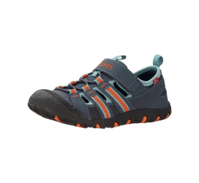 Trollkids Kids Kids Sandefjord Sandal XT dark navy/dusky turquoise/glow orange (668-110) dětské sportovní sandály pro chlapce/dívky