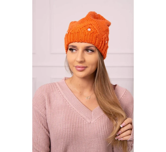Dámská čepice oranžová model 18752343 - K-Fashion Dámská čepice oranžová model 18752343 - K-Fashion