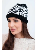 Dámská zimní vlněná čepice s ozdobnými krystalky K399 černá