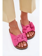 Dámské Sandály Na Korkové Podešvi S Mašlí Fuchsie model 21701455 - Boto Dámské Sandály Na Korkové Podešvi S Mašlí Fuchsie model 21701455 - Boto