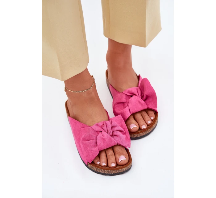 Dámské Sandály Na Korkové Podešvi S Mašlí Fuchsie model 21701455 - Boto Dámské Sandály Na Korkové Podešvi S Mašlí Fuchsie model 21701455 - Boto