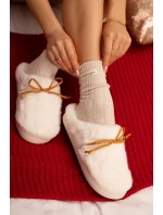 Kožešinové s mašlí ecru model 21772506 - Boto