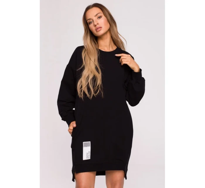 M676 Svetrová tunika se zipy - černá