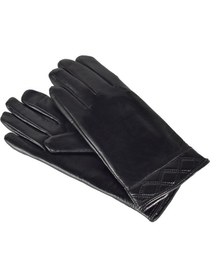 Semiline Dámské kožené antibakteriální rukavice P8209 Black