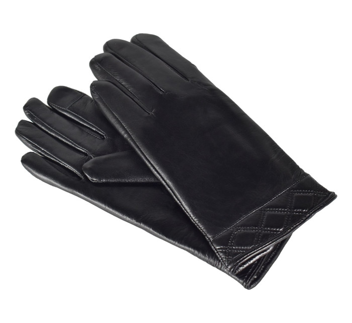 Semiline Dámské kožené antibakteriální rukavice P8209 Black
