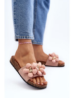 Dámské pantofle s ozdobami, růžová Bunlia