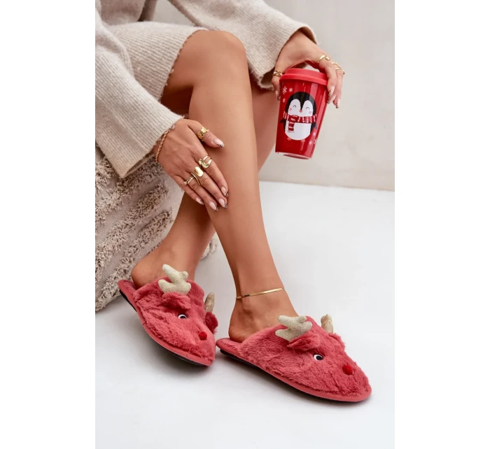 Vánoční pantofle s motivem soba Futrzane korálové Asielle