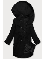 Černý dámský kabát plus size s kapucí model 17099562 - ROSSE LINE
