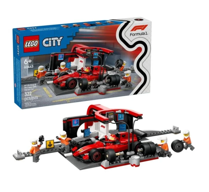 LEGO CITY 60443 Zastávka v boxech F1 a mechanici s vozem Ferrari LEGO CITY 60443 Zastávka v boxech F1 a mechanici s vozem Ferrari
