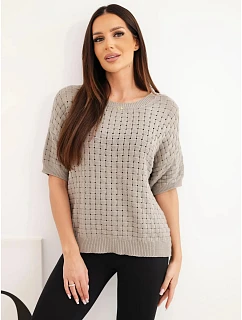 Dámský bavlněný model 22391372 svetr s krátkým rukávem fango zelená - K-Fashion