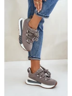 Semišové dámské sneakersy na platformě s tlustým šněrováním Artiker 54C1463 šedé Semišové dámské sneakersy na platformě s tlustým šněrováním Artiker 54C1463 šedé