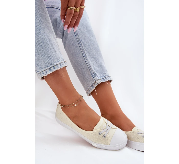 Dámské tenisky s výšivkou model 21693757 béžové - Lee Cooper Dámské tenisky s výšivkou model 21693757 béžové - Lee Cooper