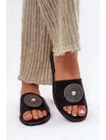 Dámské Pantofle Na Plochém Podpatku S Ozdobou model 21696758 Černé - S.Barski