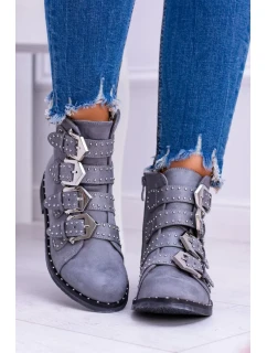 Lu Boo tmavě šedé semišové kotníkové boty Virginia Rock Star