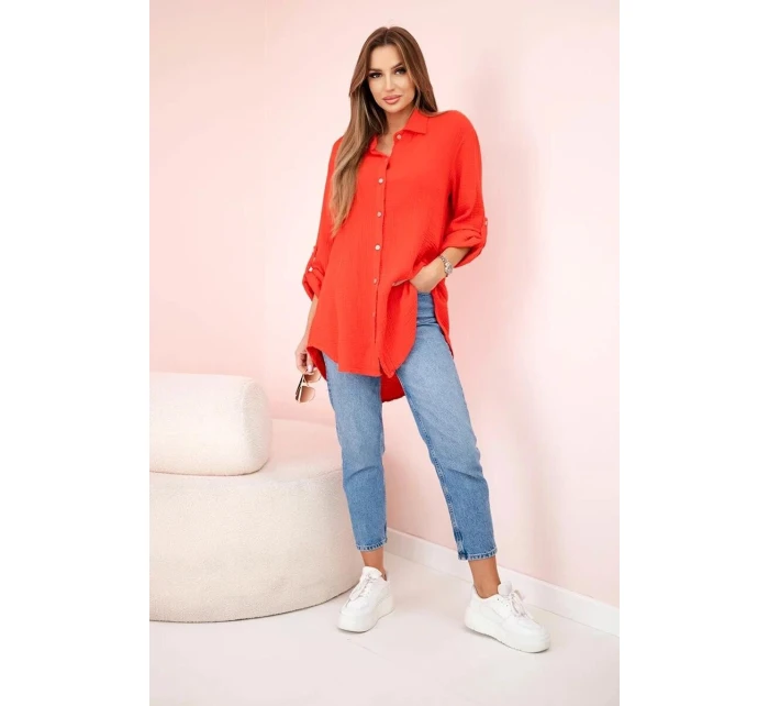 Dámská mušelínová košile 208 Červená - K-Fashion