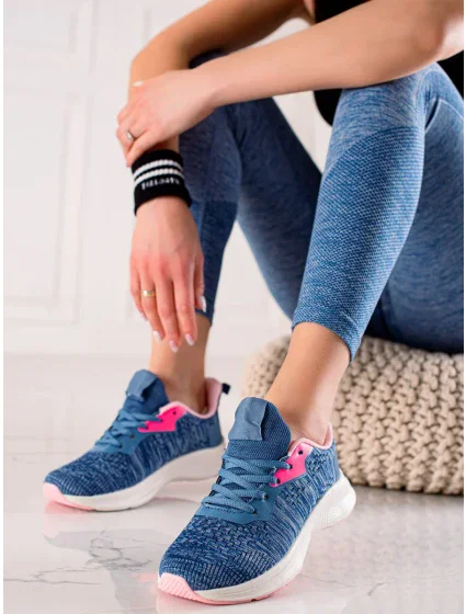 Módní tenisky dámské modré bez podpatku Módní tenisky dámské modré bez podpatku