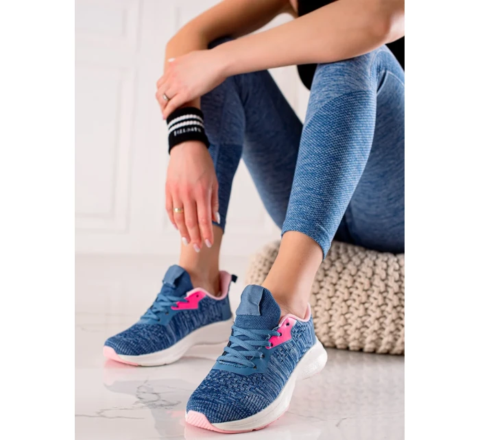 Módní tenisky dámské modré bez podpatku Módní tenisky dámské modré bez podpatku