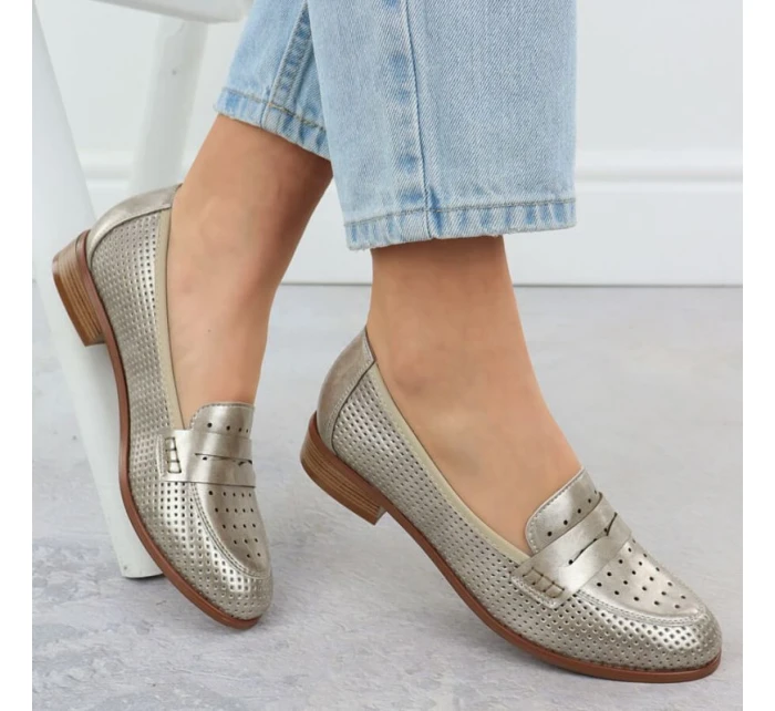 Dámské polobotky ažurové zlaté model 21942038 - Potocki