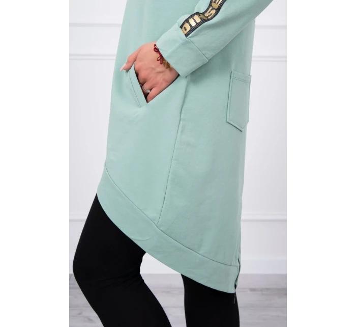 Mikina se zipem na zádech tmavě mátová