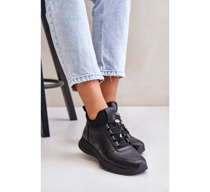 Zateplené Sportovní Kožené Boty Na Zip Černé Artiker 55C0041