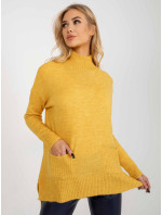 Žlutý dlouhý oversize svetr s kapsami