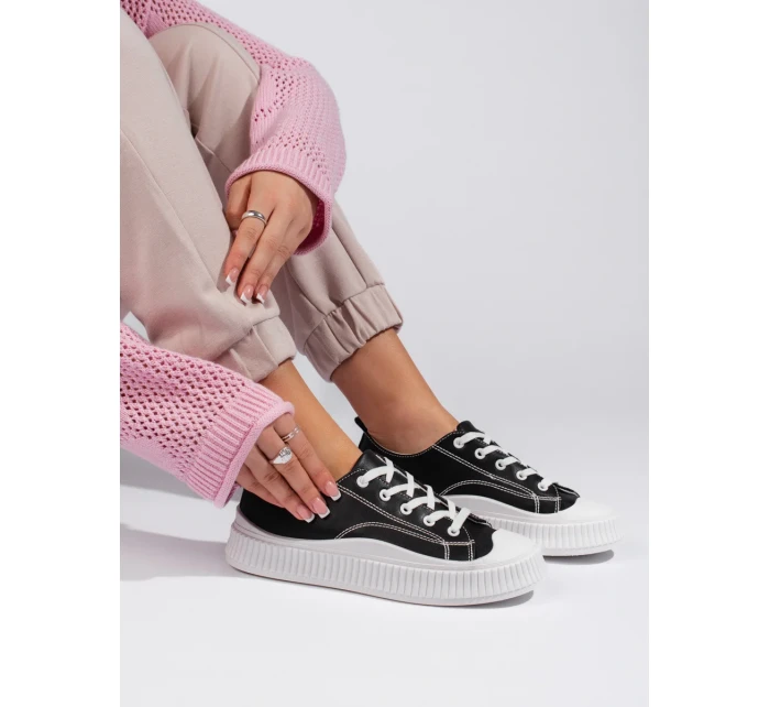 Zajímavé tenisky černé dámské bez podpatku Zajímavé tenisky černé dámské bez podpatku