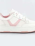 Bílo-růžové dámské sportovní šněrovací boty (S070)