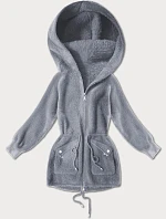 Šedá bunda z alpaky s kapsami (W010#)