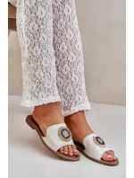 Kožené Pantofle S Dekorací Na Plochém Podpatku Zlato Lewski model 21682248 - Boto Kožené Pantofle S Dekorací Na Plochém Podpatku Zlato Lewski model 21682248 - Boto