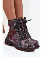 Kožené workery dámské Maciejka 07072-23 bordó