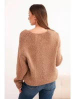 Dámský svetr s příměsí vlny s výstřihem do V camelový Dámský svetr s příměsí vlny s výstřihem do V camelový